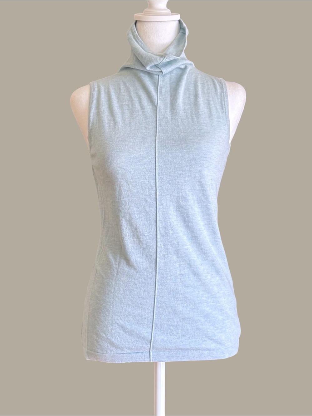 Forte Cashmere Silk Sleeveless Turtleneck Top Small Light Blue Knit SZ S